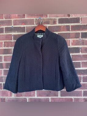 Isaac Mizrahi for Target Womens Size 8 Navy Blue Textured Jacket Open Front